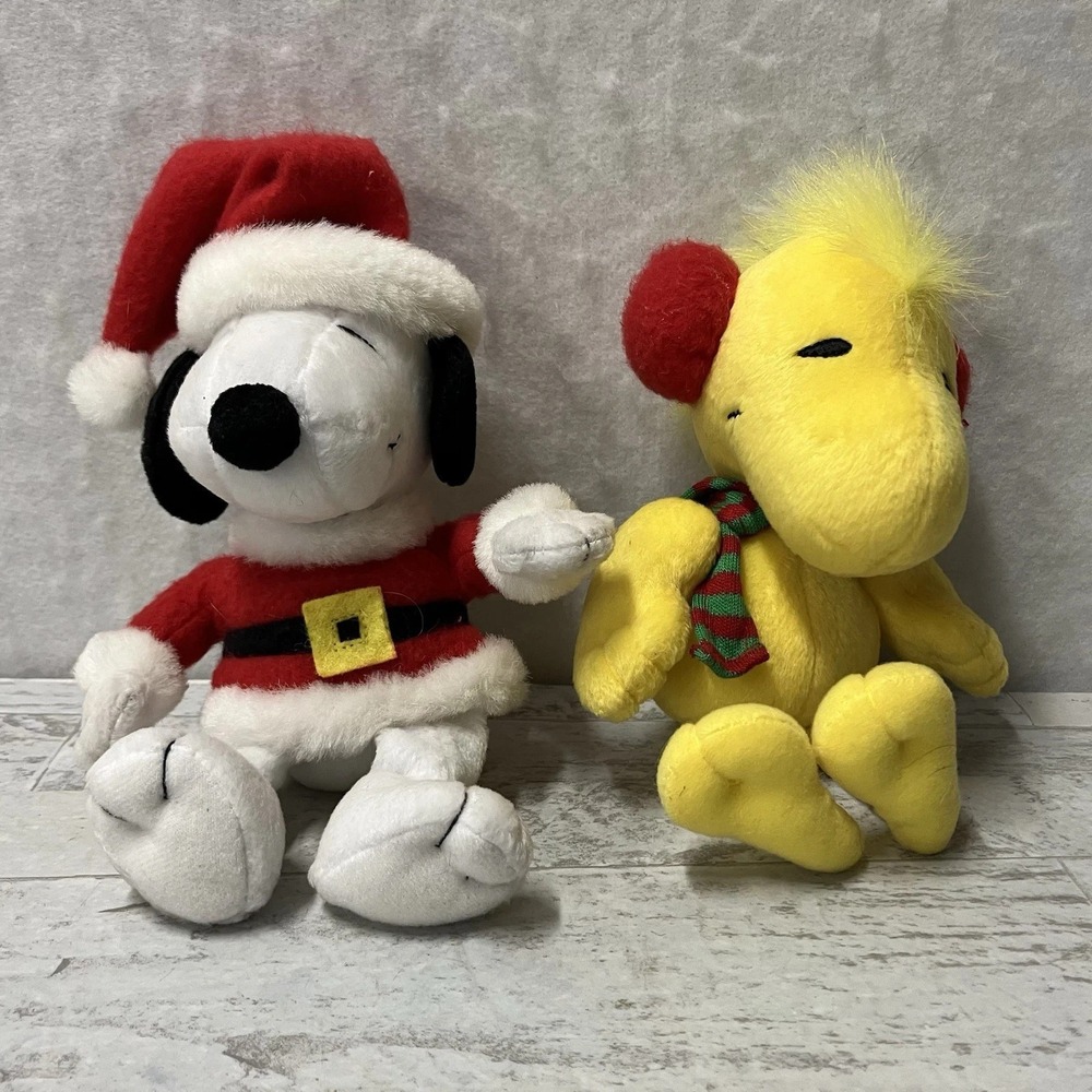 Peanuts Collection Hallmark 8" Snoopy & Woodstock‎ Christmas Plush Set of 2